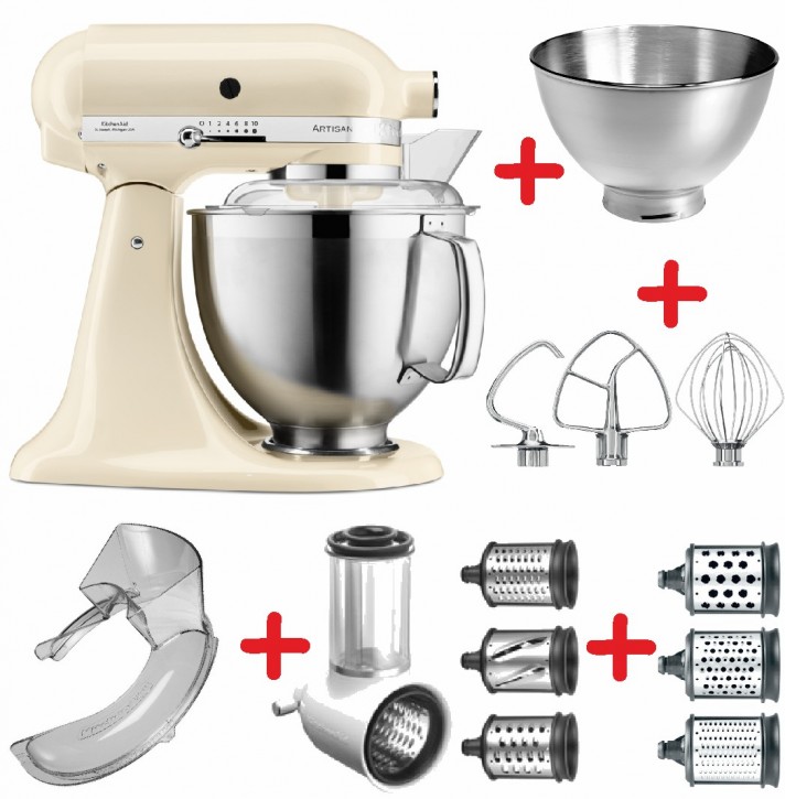 Set-Angebot C KitchenAid Artisan Premium 185 farbig plus 8 Teile CREMÉ