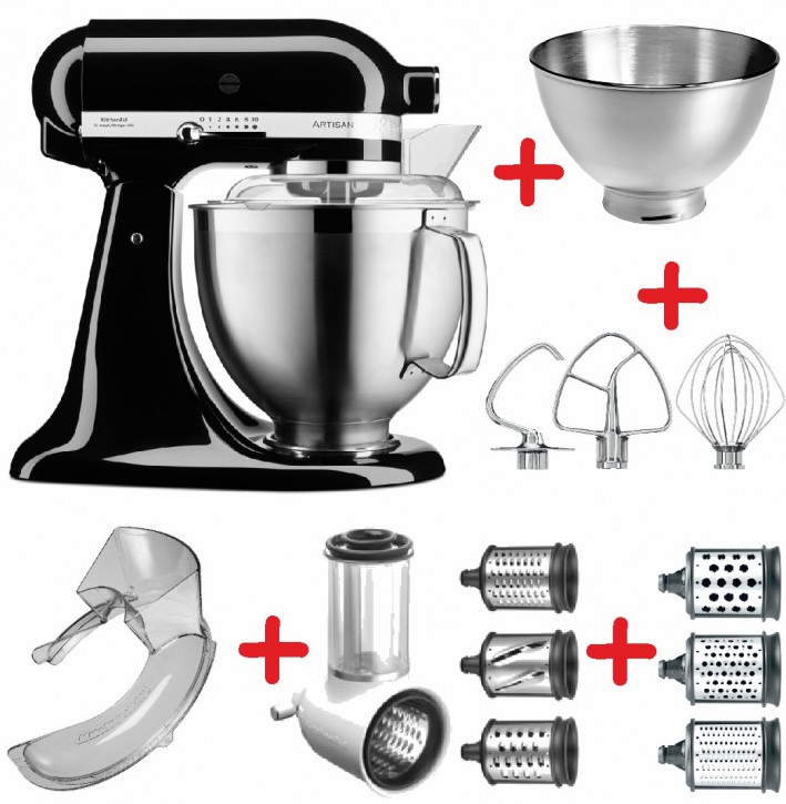 Set-Angebot C KitchenAid Artisan Premium 185 farbig plus 8 Teile ONYX SCHWARZ