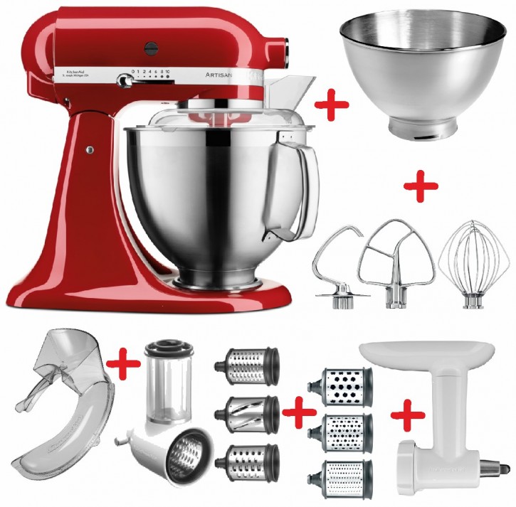 Set-Angebot D KitchenAid Artisan Premium 185 farbig plus 9 Teile EMPIRE ROT