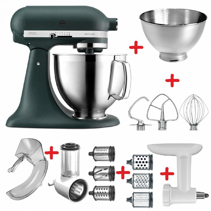 Set-Angebot D KitchenAid Artisan Premium 185 farbig plus 9 Teile PEBBLED PALM