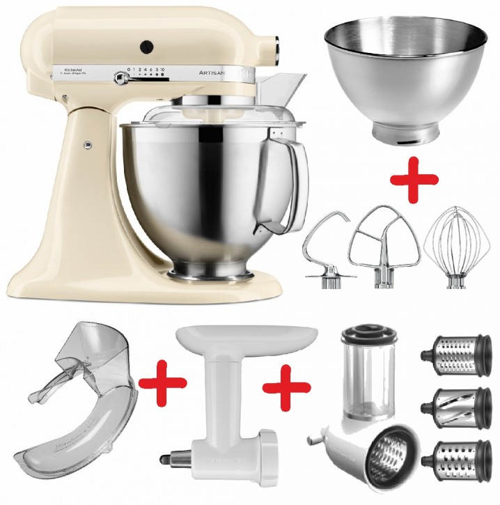 Set-Angebot A KitchenAid Artisan Premium 185 farbig plus 8 Teile CREMÉ