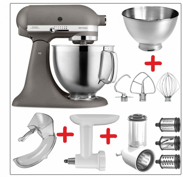 Set-Angebot A KitchenAid Artisan Premium 185 farbig plus 8 Teile IMPERIAL GREY