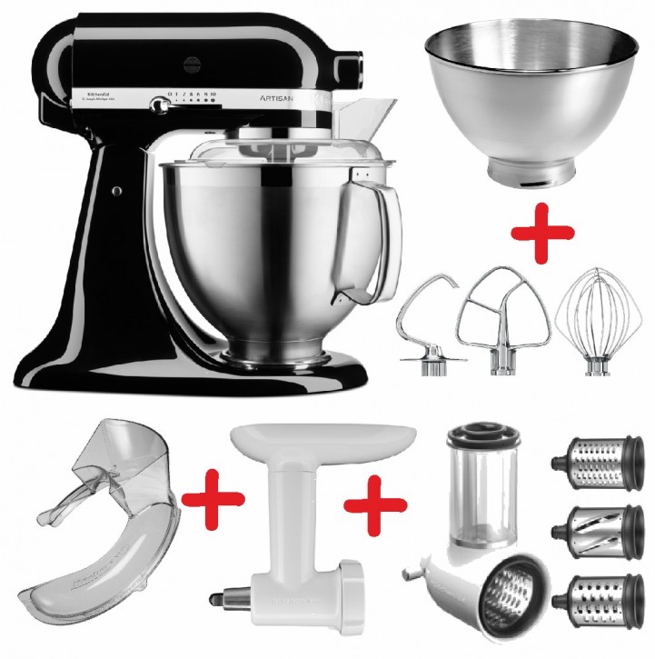 Set-Angebot A KitchenAid Artisan Premium 185 farbig plus 8 Teile ONYX SCHWARZ