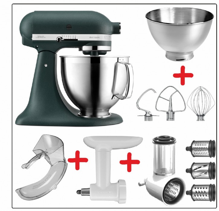 Set-Angebot A KitchenAid Artisan Premium 185 farbig plus 8 Teile PEBBLED PALM