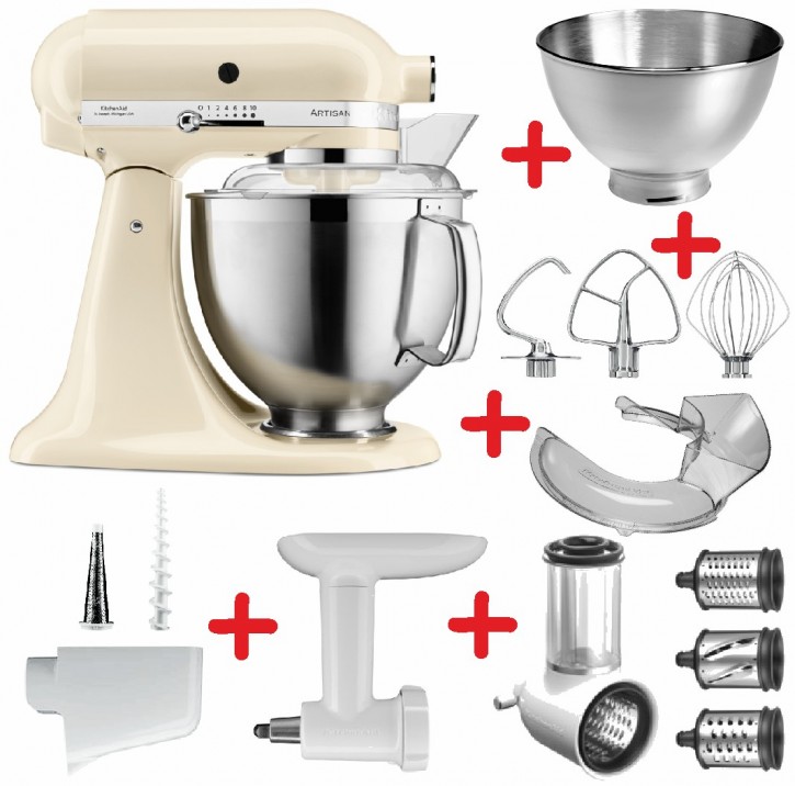 Set-Angebot B KitchenAid Artisan Premium 185 farbig plus 9 Teile CREMÉ