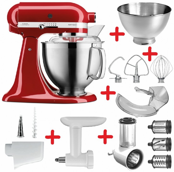 Set-Angebot B KitchenAid Artisan Premium 185 farbig plus 9 Teile EMPIRE ROT