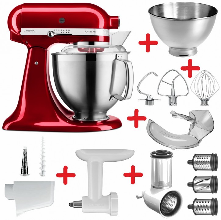 Set-Angebot B KitchenAid Artisan Premium 185 farbig plus 9 Teile LIEBESAPFEL ROT