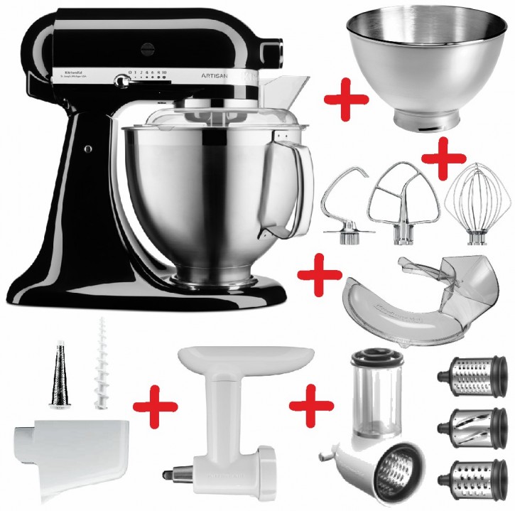 Set-Angebot B KitchenAid Artisan Premium 185 farbig plus 9 Teile ONYX SCHWARZ