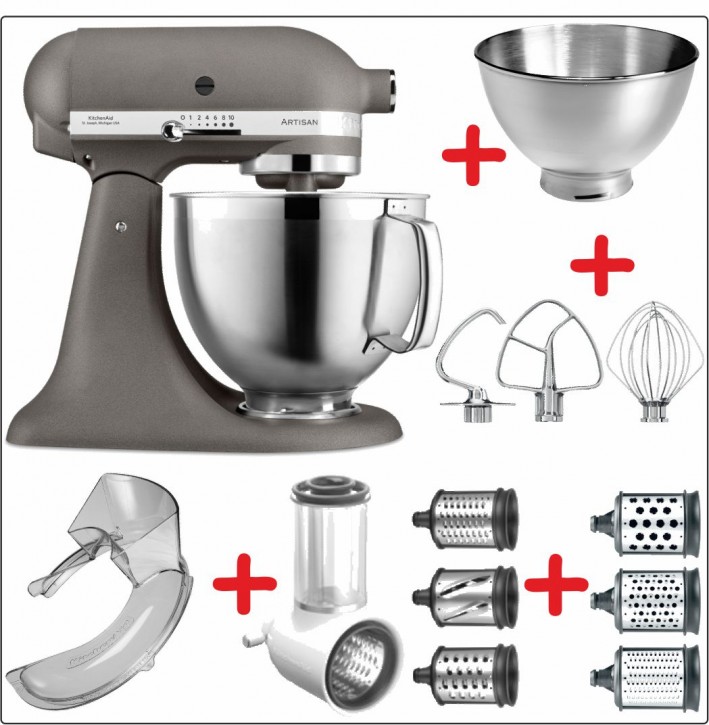 Set-Angebot C KitchenAid Artisan Premium 185 farbig plus 8 Teile IMPERIAL GREY