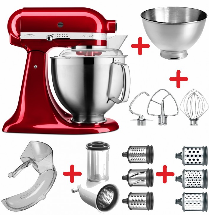 Set-Angebot C KitchenAid Artisan Premium 185 farbig plus 8 Teile LIEBESAPFEL ROT