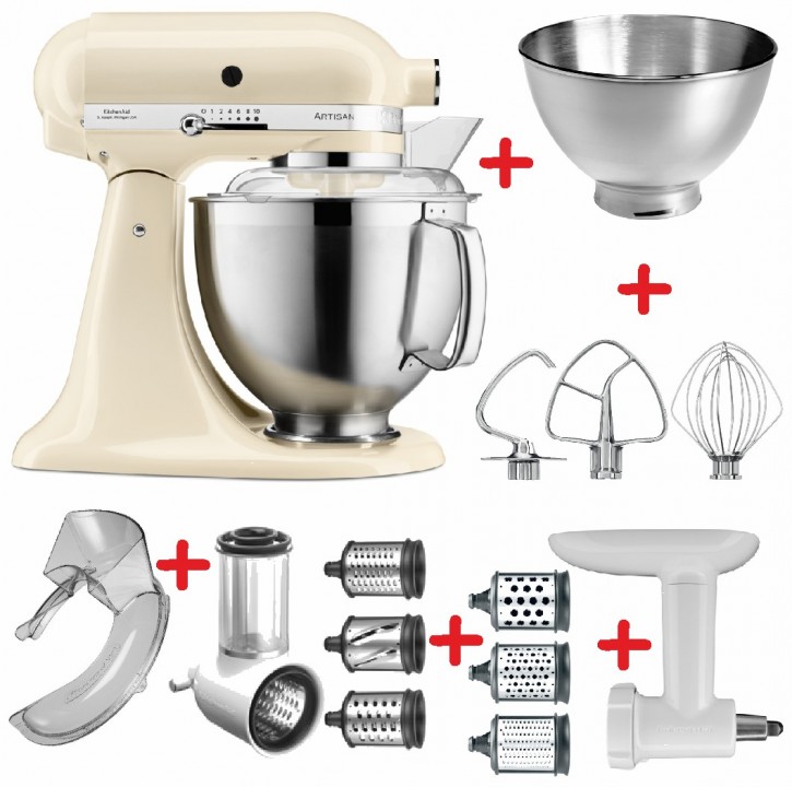 Set-Angebot D KitchenAid Artisan Premium 185 farbig plus 9 Teile CREMÉ