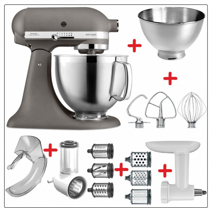 Set-Angebot D KitchenAid Artisan Premium 185 farbig plus 9 Teile IMPERIAL GREY