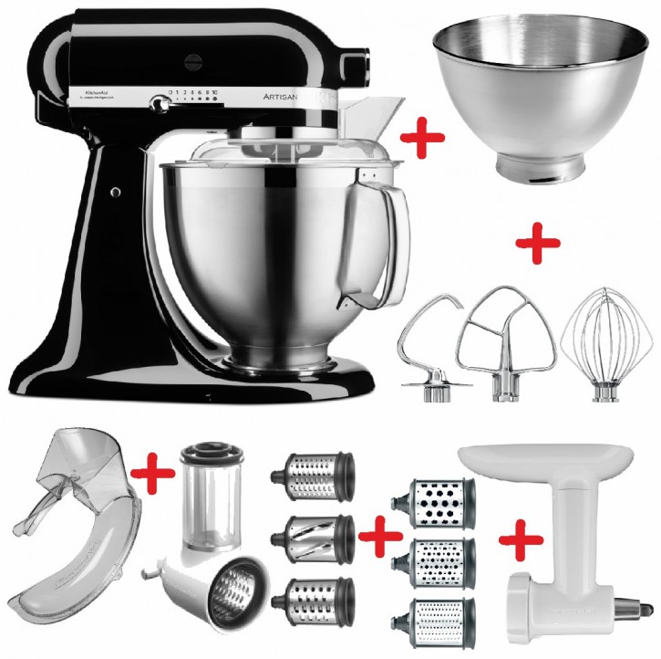 Set-Angebot D KitchenAid Artisan Premium 185 farbig plus 9 Teile ONYX SCHWARZ