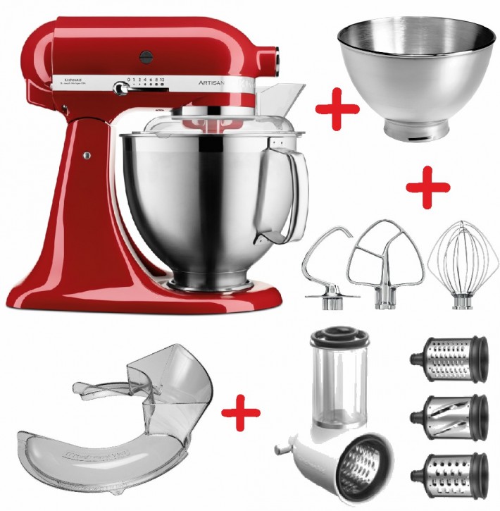 Set-Angebot E KitchenAid Artisan Premium 185 farbig plus 7 Teile EMPIRE ROT