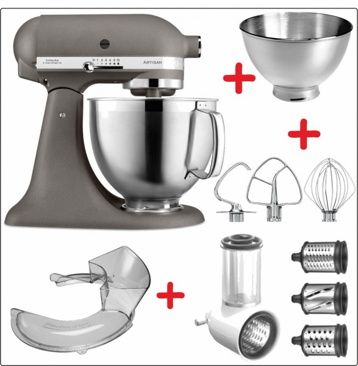 Set-Angebot E KitchenAid Artisan Premium 185 farbig plus 7 Teile IMPERIAL GREY