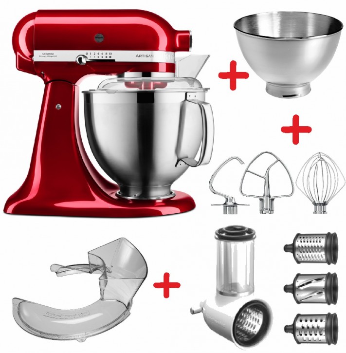 Set-Angebot E KitchenAid Artisan Premium 185 farbig plus 7 Teile LIEBESAPFEL ROT