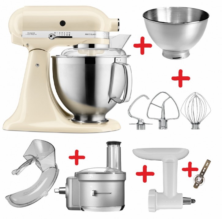 Set-Angebot F KitchenAid Artisan Premium 185 farbig plus 9 Teile CREMÉ