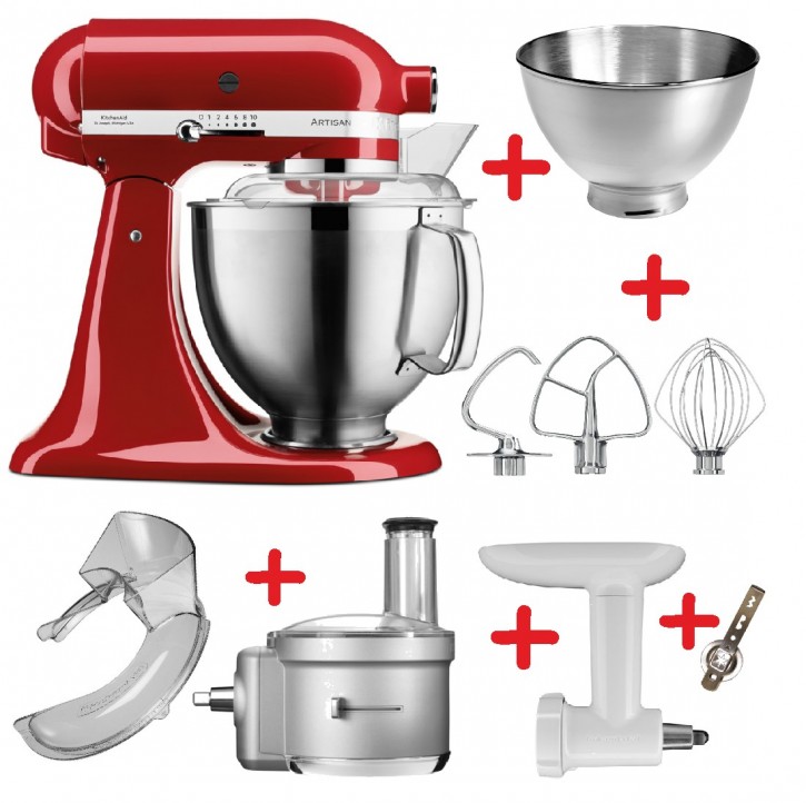 Set-Angebot F KitchenAid Artisan Premium 185 farbig plus 9 Teile EMPIRE ROT