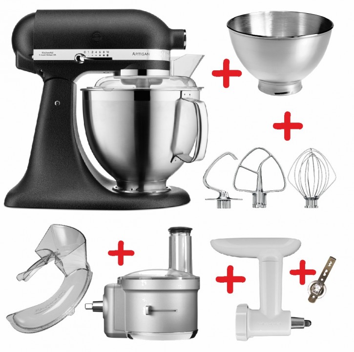 Set-Angebot F KitchenAid Artisan Premium 185 farbig plus 9 Teile GUSSEISEN SCHWARZ