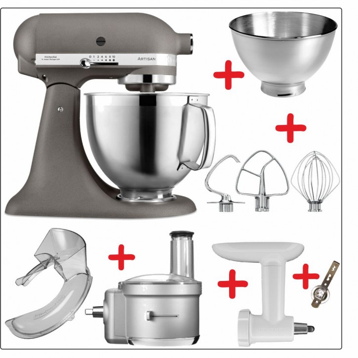 Set-Angebot F KitchenAid Artisan Premium 185 farbig plus 9 Teile IMPERIAL GREY