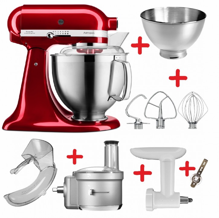 Set-Angebot F KitchenAid Artisan Premium 185 farbig plus 9 Teile LIEBESAPFEL ROT