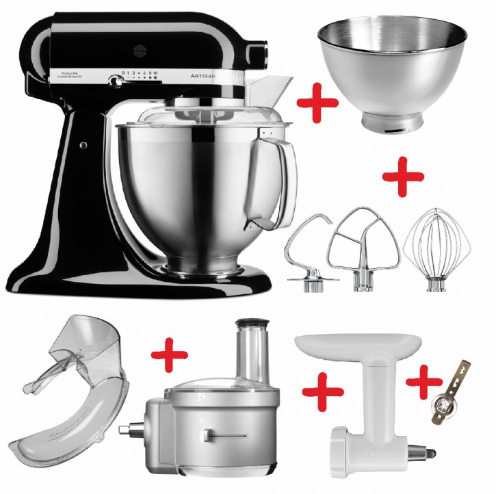 Set-Angebot F KitchenAid Artisan Premium 185 farbig plus 9 Teile ONYX SCHWARZ